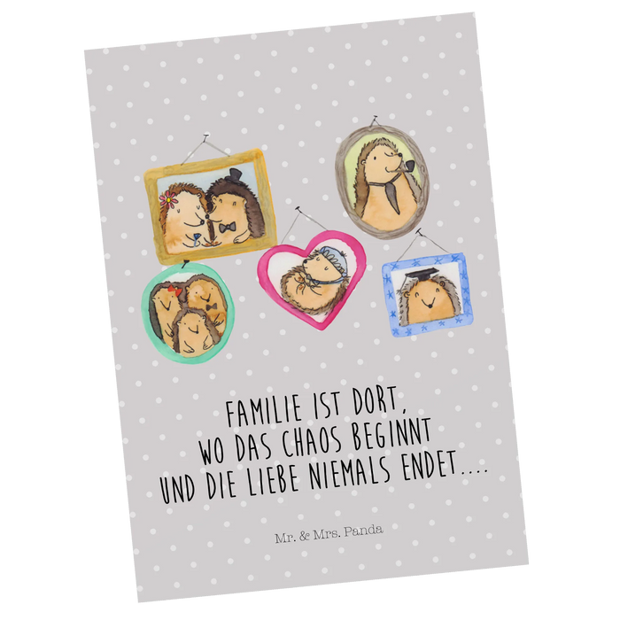 Postcard Hedgehog family