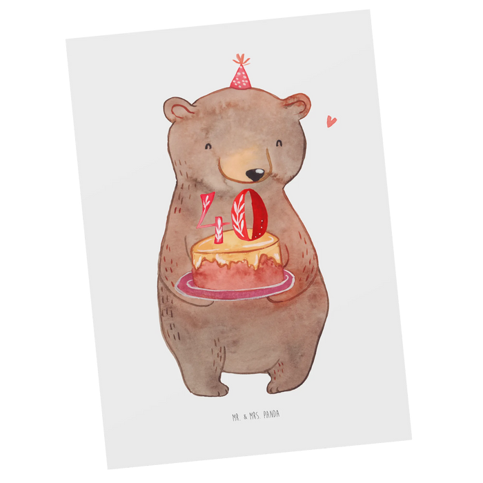 Postkarte Bär Torte 40. Geburtstag