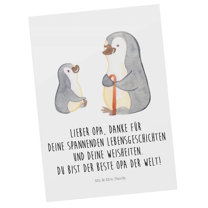 Postcard Penguin grandpa and grandkid