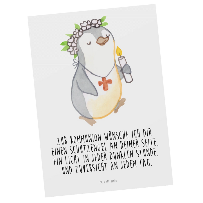 Postkarte Pinguin Kommunion Mädchen