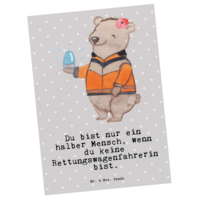 Postkarte Rettungswagenfahrerin Herz