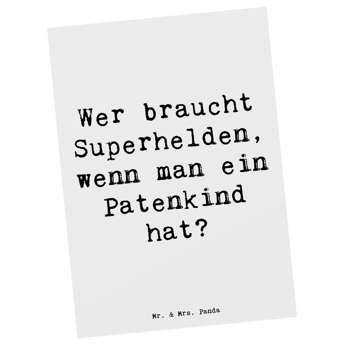 Postcard Saying Wer braucht Superhelden, wenn man ein Patenkind hat?