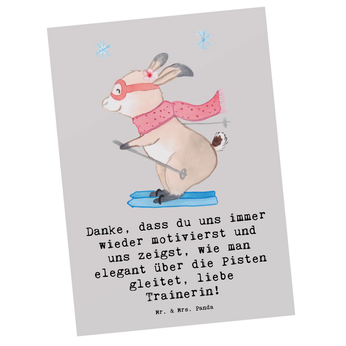 Postkarte Skifahren Trainerin Liebe