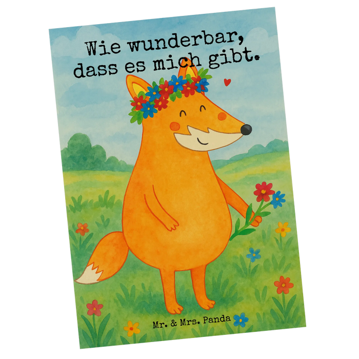 Postkarte Fuchs Blumen Design