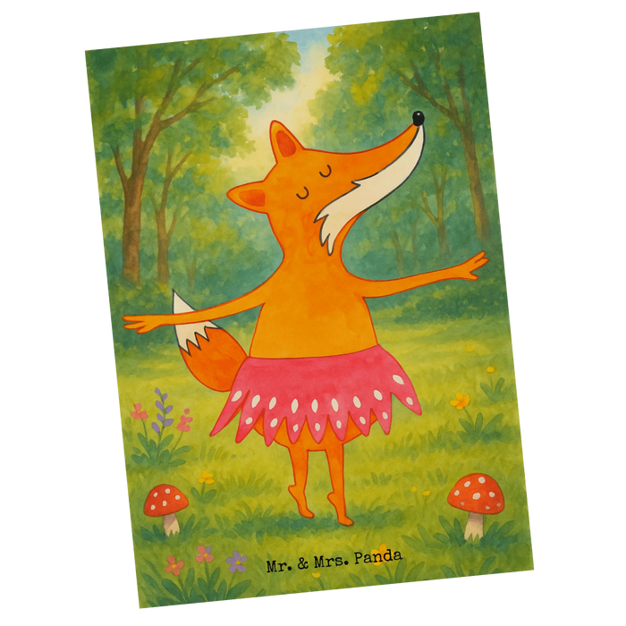 Postkarte Fuchs Ballerina Design