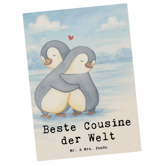 Postkarte Pinguin Beste Cousine der Welt Design