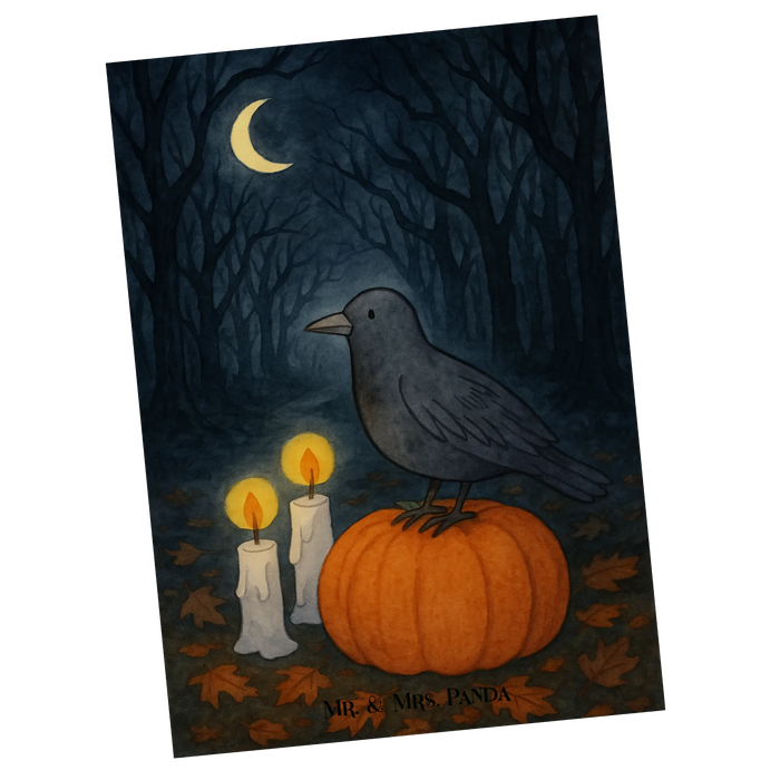Postkarte Krähe Halloween Design