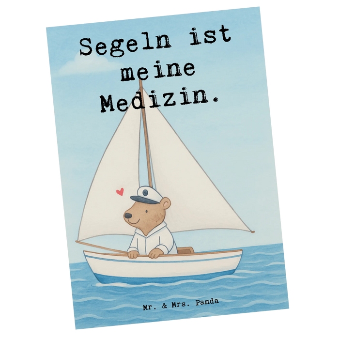 Postkarte Bär Segeln Design