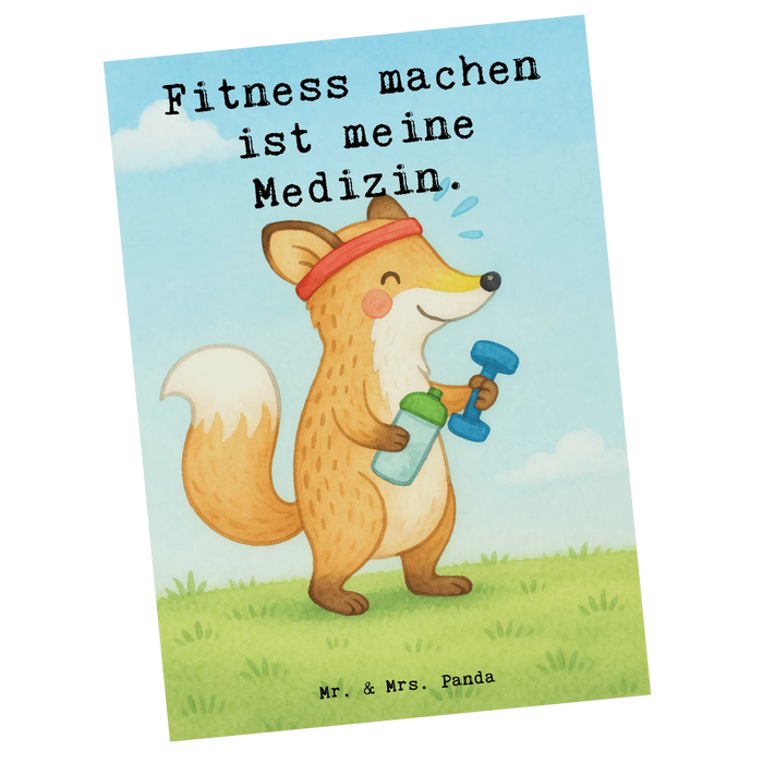 Postkarte Fuchs Fitness Design