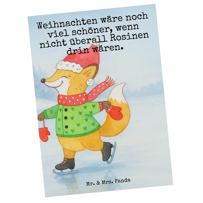 Postkarte Fuchs Schlittschuhe Design