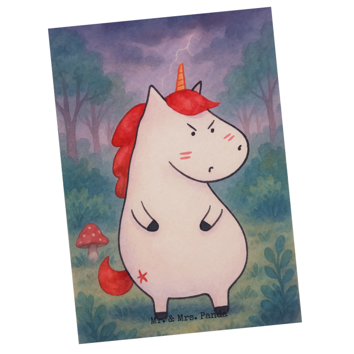 Postkarte Einhorn Wut Design
