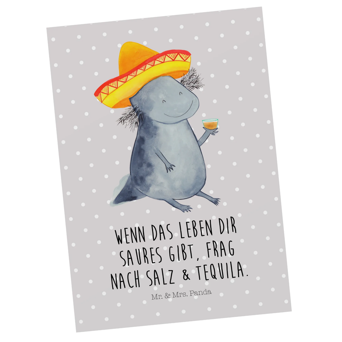 Postkarte Axolotl Tequila kunstkarte, Grußkarte, Postkarten, Ansichtskarten, Designkarte, Postkarte, Ansichtskarte, Motivkarte, Fotokarte, bildkarte, spruchkarte, einzelkarte, Kunstkarten, Molch, Axolotl, Motivation, Mexiko, Axolot, Feuerdrache, Mexico, Lurche, Tequila, Lurch, Schwanzlurch, Zitrone, Feuersalamander, Sombrero, Spruch