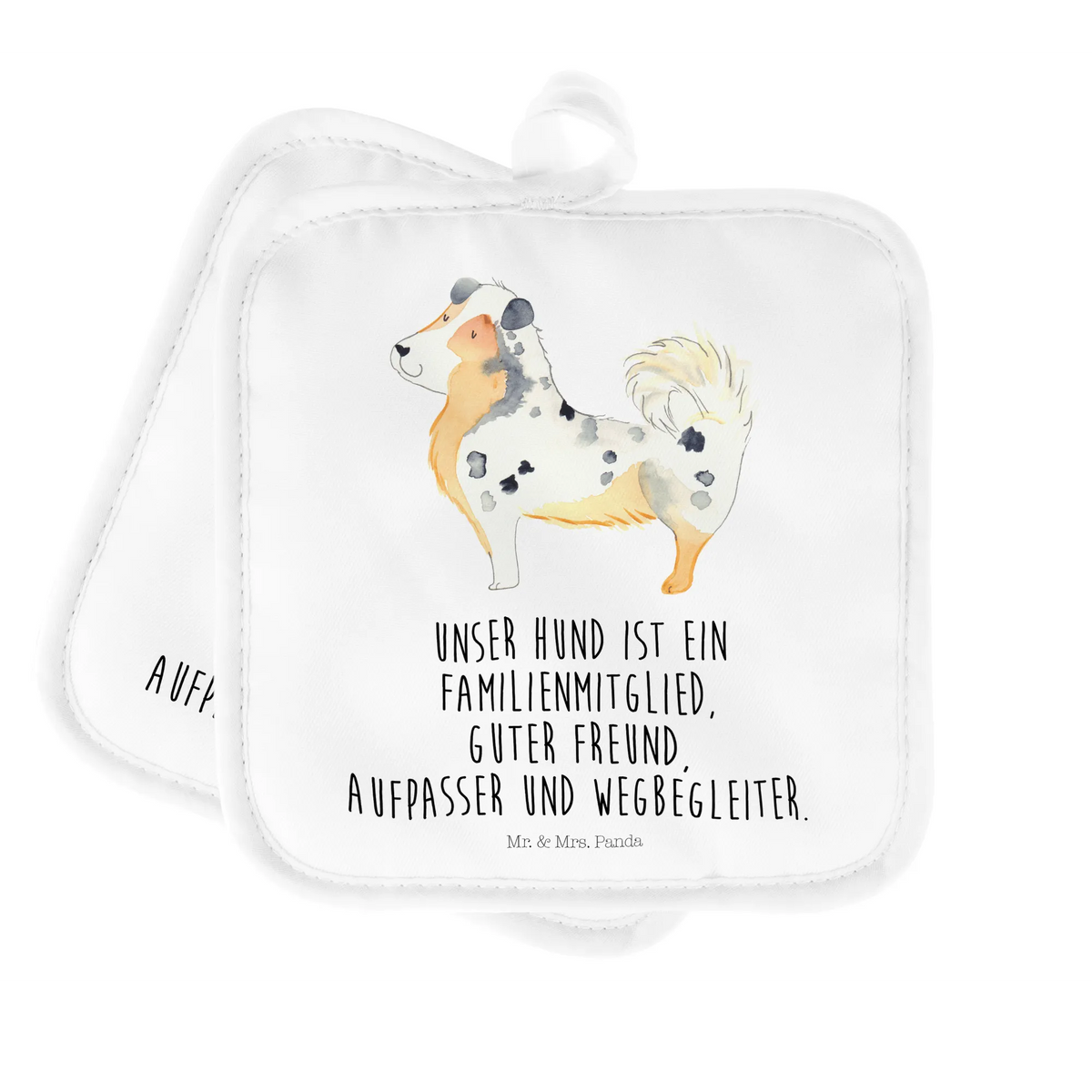 2er Set Topflappen  Hund Australien Shepherd Topflappen 2er Set, Topflappenset, Topfuntersetzer, Topflappen Set, Kochlappen, Topflappen, Ofenlappen, topfhalter, 2er Set Topflappen, Doppel Topflappen, Zwei Topflappen, Topflappen im Doppelpack, Sprüche, Hunderasse, Hundebesitzer, Hund, Hundemotiv, Haustier, Tierliebhaber, Hundeliebe, Spruch, Shepherd, Australien Shepherd, Familienhund