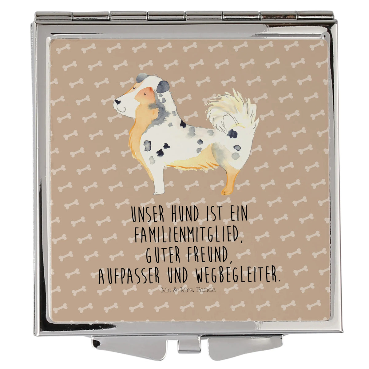 Handtaschenspiegel quadratisch Hund Australien Shepherd