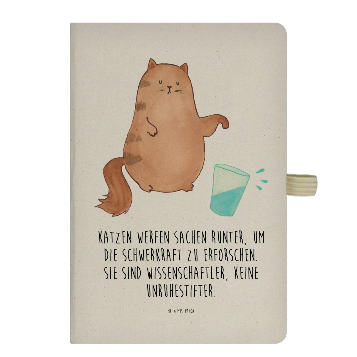Baumwoll Notizbuch Katze Wasserglas