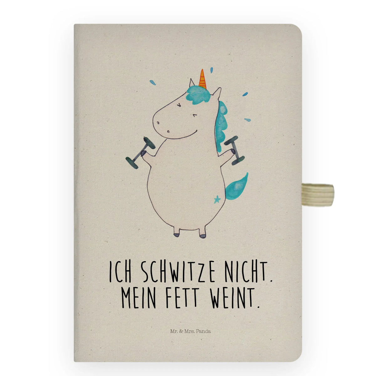 Baumwoll Notizbuch Einhorn Fitness