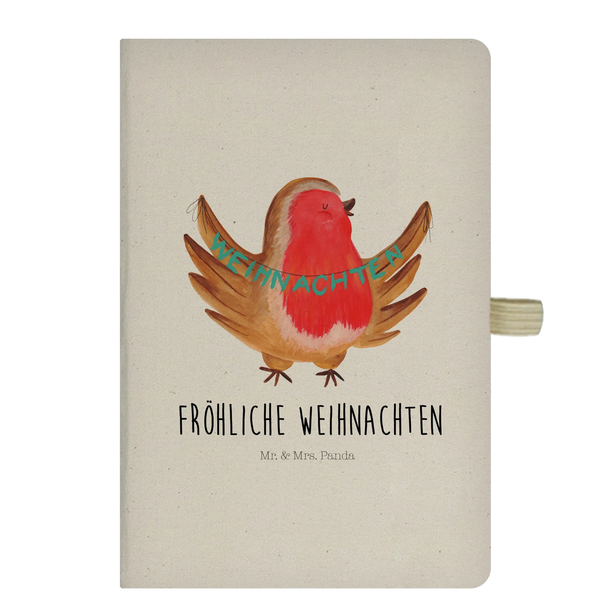 Baumwoll Notizbuch Rotkehlchen Weihnachten