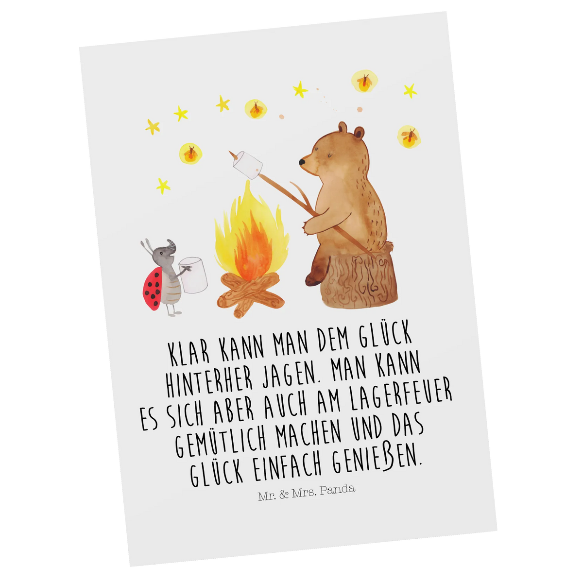 Postkarte Bär & Marienkäfer Lagerfeuer Fotokarte, Postkarte, Postkarten, Designkarte, kunstkarte, Ansichtskarten, bildkarte, Grußkarte, einzelkarte, spruchkarte, Motivkarte, Kunstkarten, Ansichtskarte, Teddy, Bär, Teddybär, Lagerfeuer