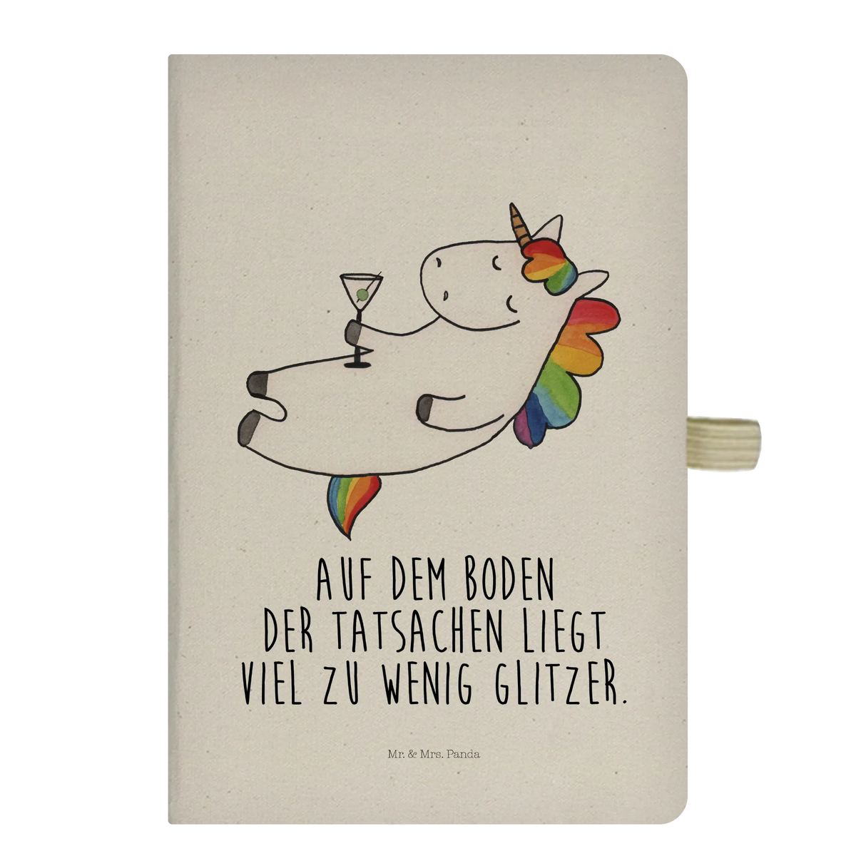 Baumwoll Notizbuch Einhorn Cocktail