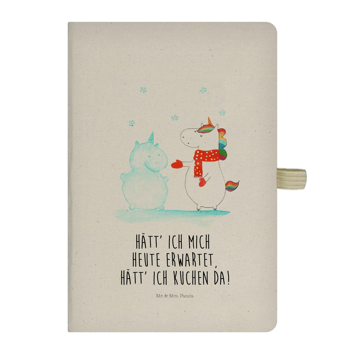 Baumwoll Notizbuch Einhorn Schneemann