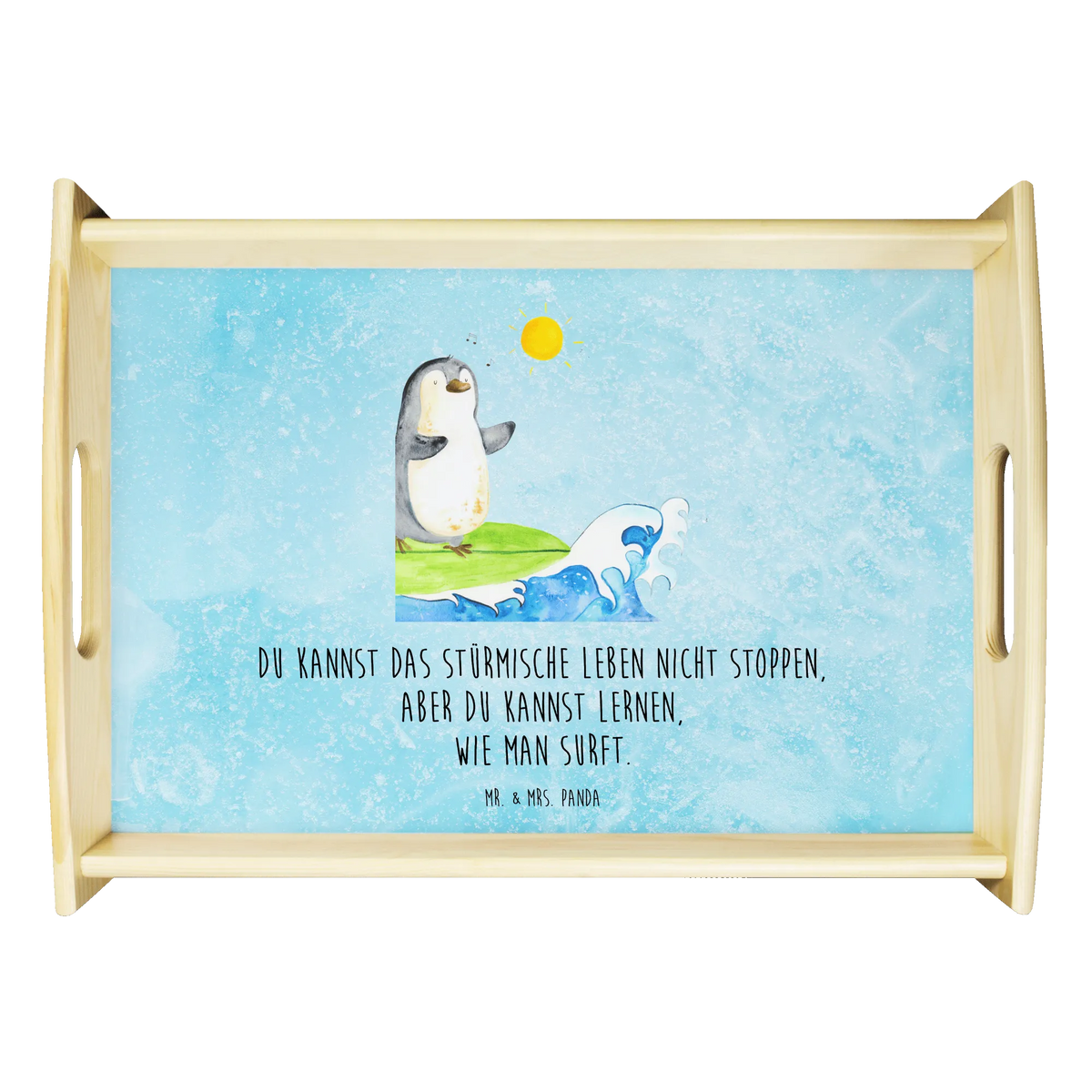 Serviertablett Pinguin Surfer