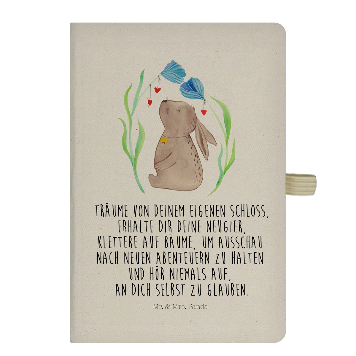Cotton notebook Hare flower Easter bunny, rabbit, hope, child, child's birthday, pregnancy, first child, Bunny, baptism, birthday, birth, christening gift