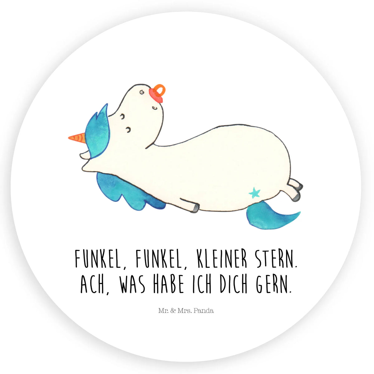 Rund Aufkleber Einhorn Schnuller