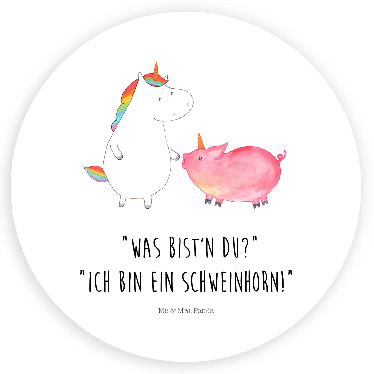 Rund Aufkleber Einhorn Schwein