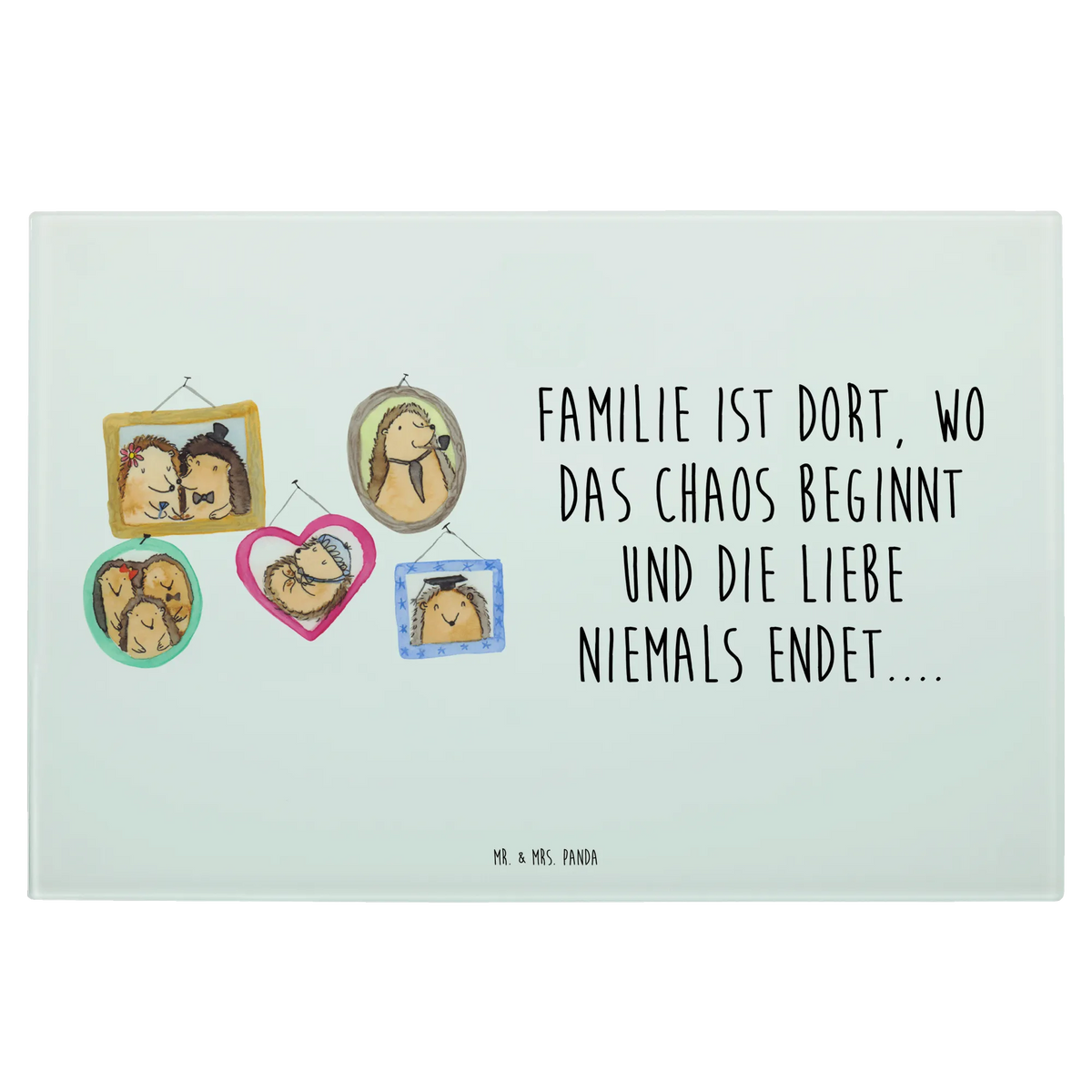 Glasschneidebrett Igel Familie