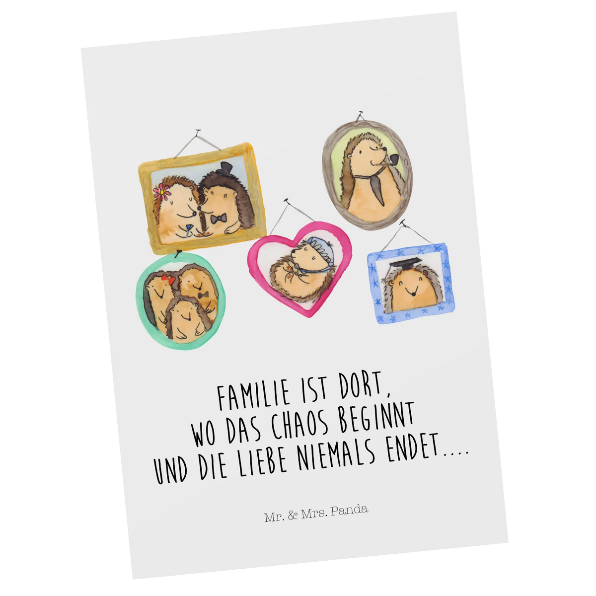 Postcard Hedgehog family Father's Day, Mother's Day, solidarity, pictures, hedgehogs, mum
