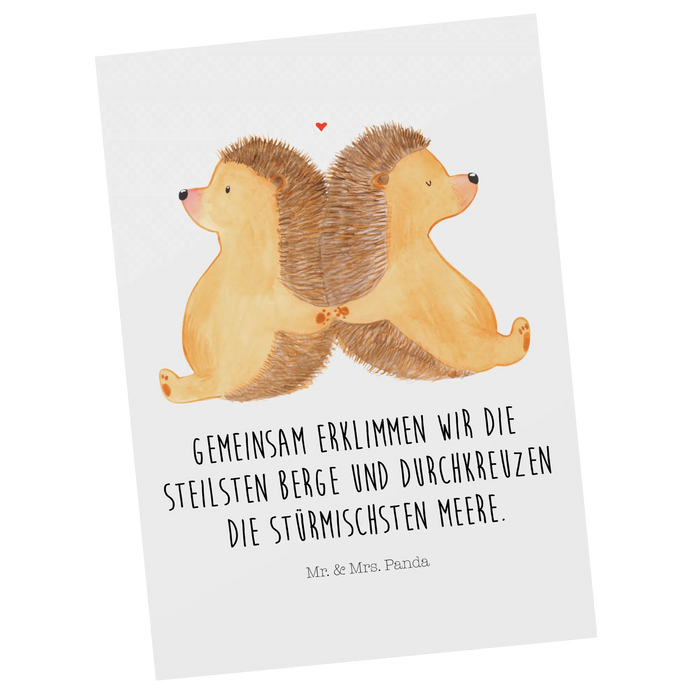 Postkarte Igel händchenhaltend