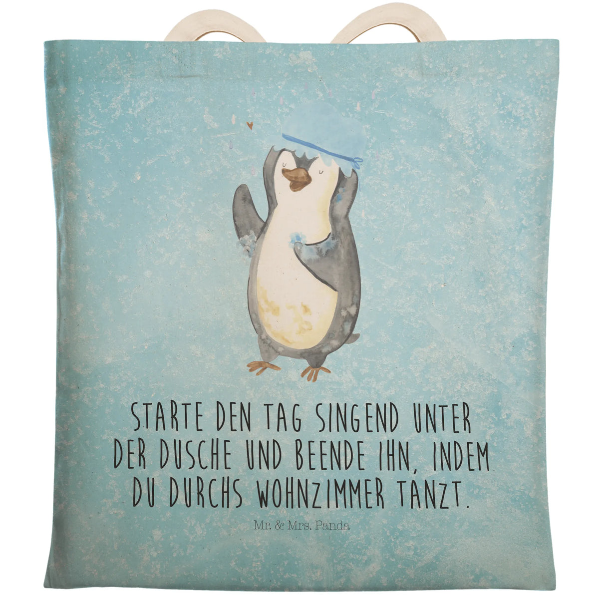 Einkaufstasche Pinguin Duschen