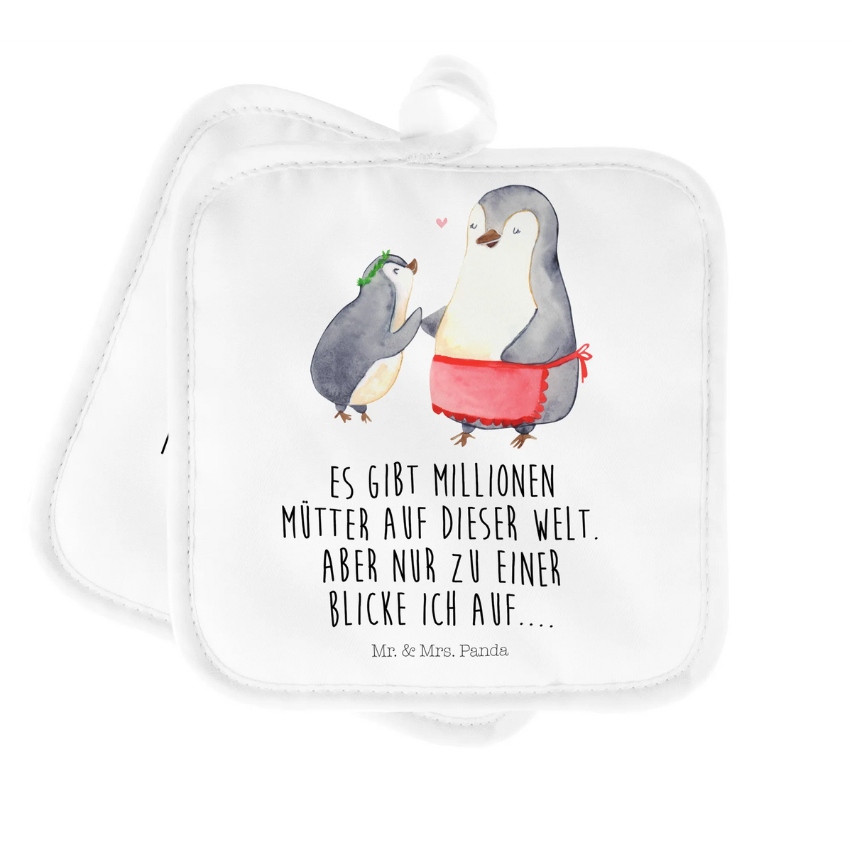 Pot holder Penguin with child Mother's Day, Father's Day, Mother, Mummy, Birthday, Gift