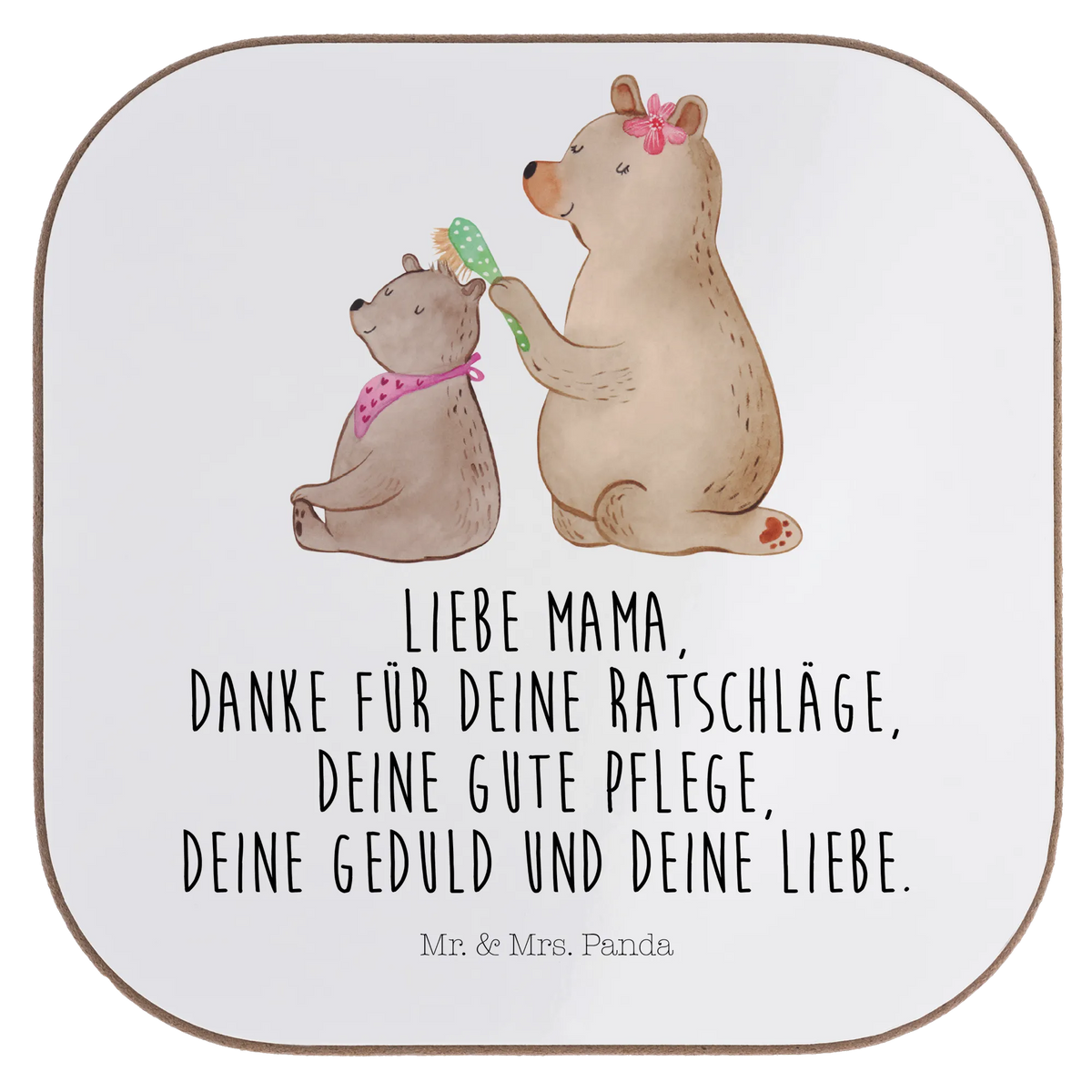 Square coaster bear child gifts, breakfast, presents, gift, Coasters, glass coasters, party, Family, Father's Day, Mother's Day, brother, sister, Mom, Dad, Mama, Gift