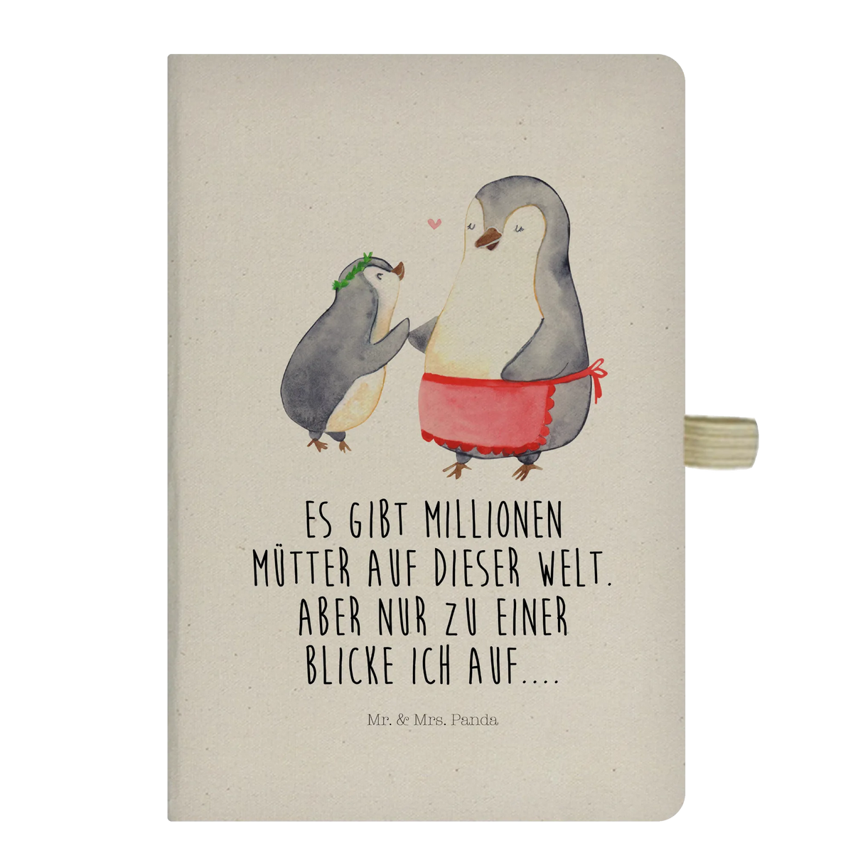 Baumwoll Notizbuch Pinguin mit Kind