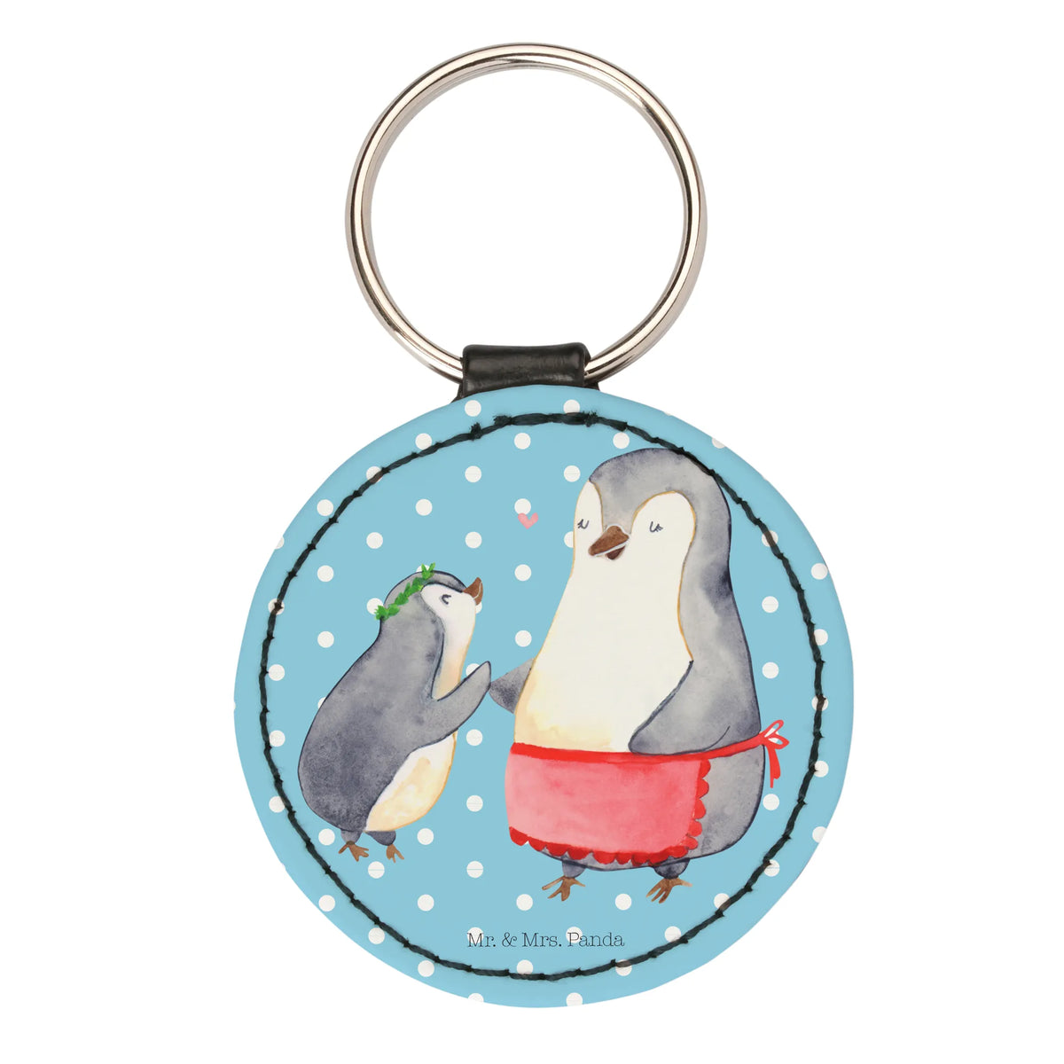 Round key ring Penguin with child