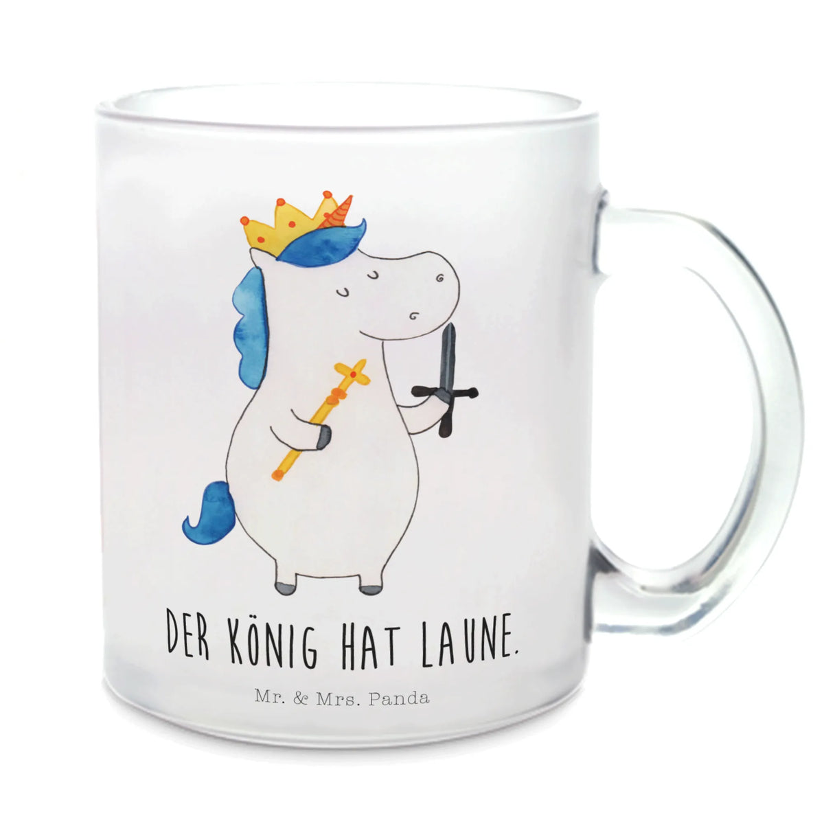 Glass tea cup unicorn king with sword tea, mug, Tea cup, tea glass, glass, unicorn, unicorns, Ruler, Chancellor, Crown, present boy, Emperor, gift boyfriend, President, King, Prosecco, Unicorn, sword, Princess