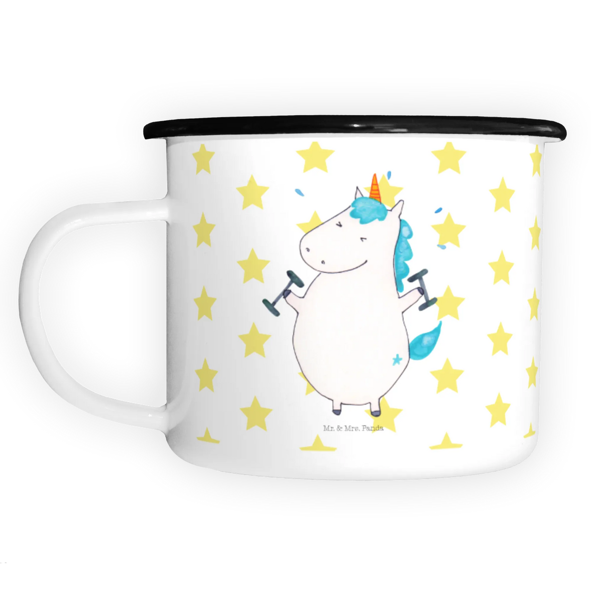 XL Emaille Tasse Einhorn Fitness