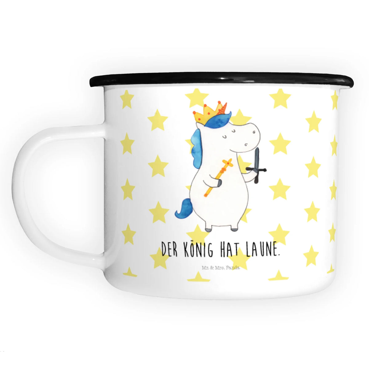 XL enamel cup unicorn king with sword