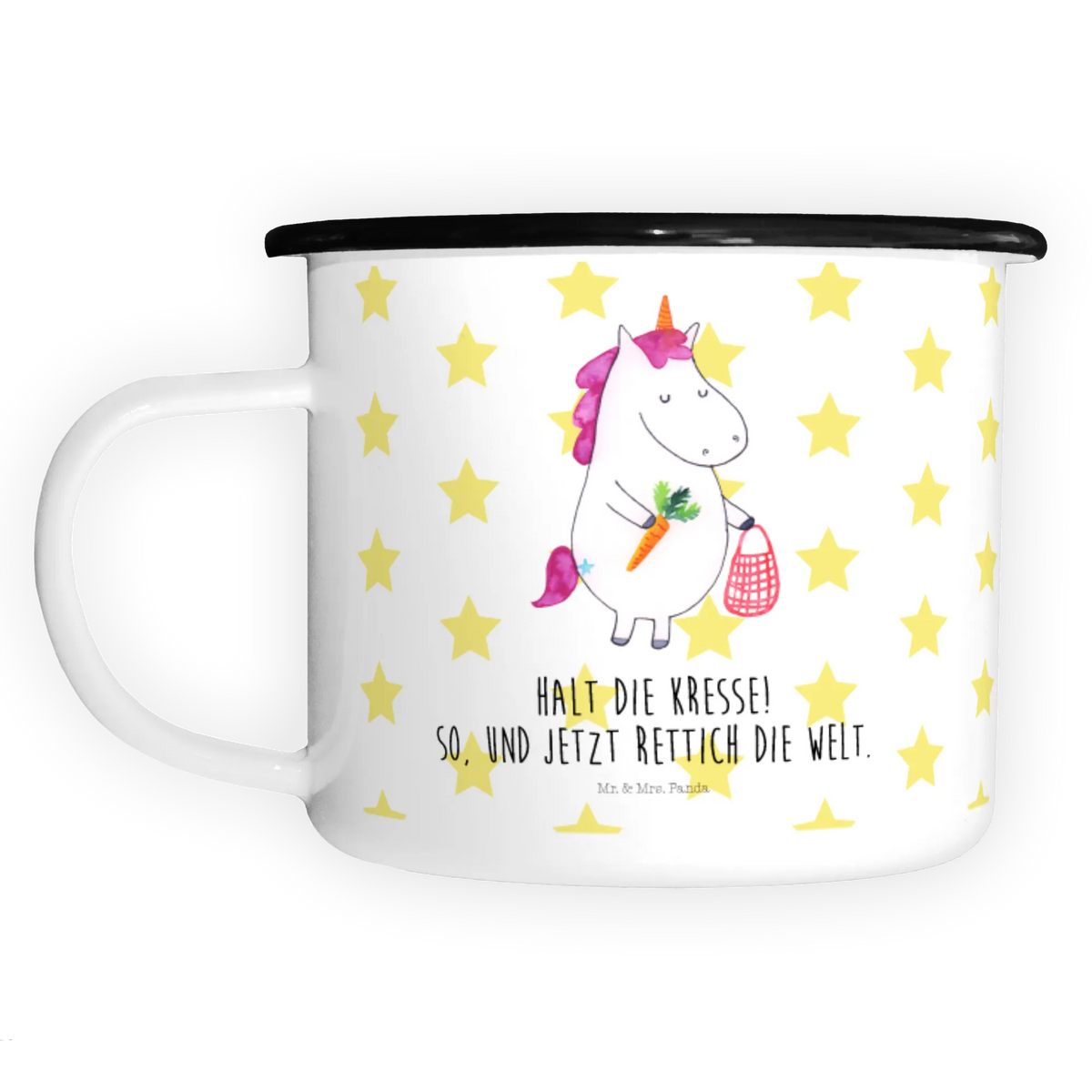 XL Emaille Tasse Einhorn Gemüse