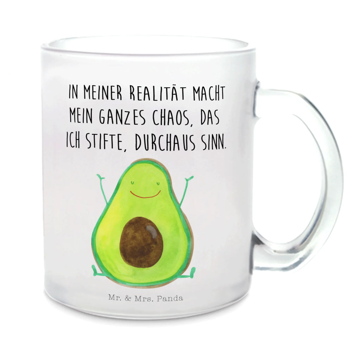 Teetasse Avocado Glücklich Haferl, Teetasse Glas, Teeglas, Glasbecher, Trinkglas, Tee Tasse, Henkeltasse, Teetasse, Motivtasse, glastasse, getränkebecher, Henkelbecher, Glas Teebecher, getränkeglas, Pott, Häferl, Teetasse aus Glas, Kakaotasse, Avocado, Veggie, Vegan, Gesund, Chaos