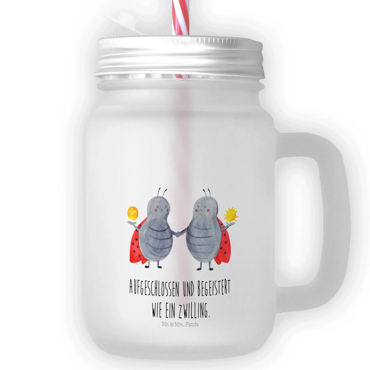 Trinkglas Mason Jar Sternzeichen Zwilling