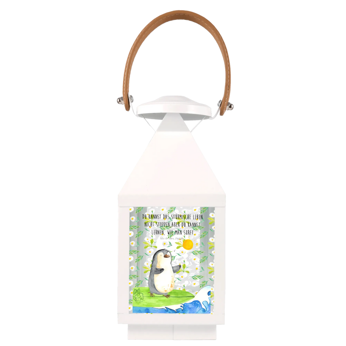 Decorative lantern Penguin surfer