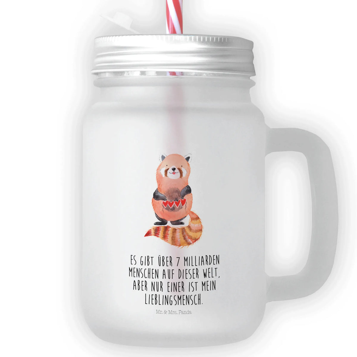Trinkglas Mason Jar Roter Panda