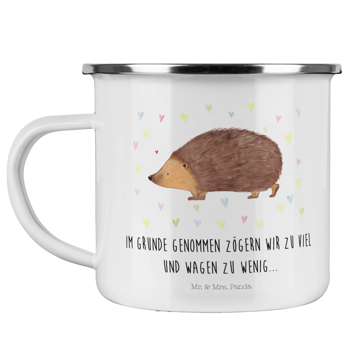 Camping Emaille Tasse Igel Herzen