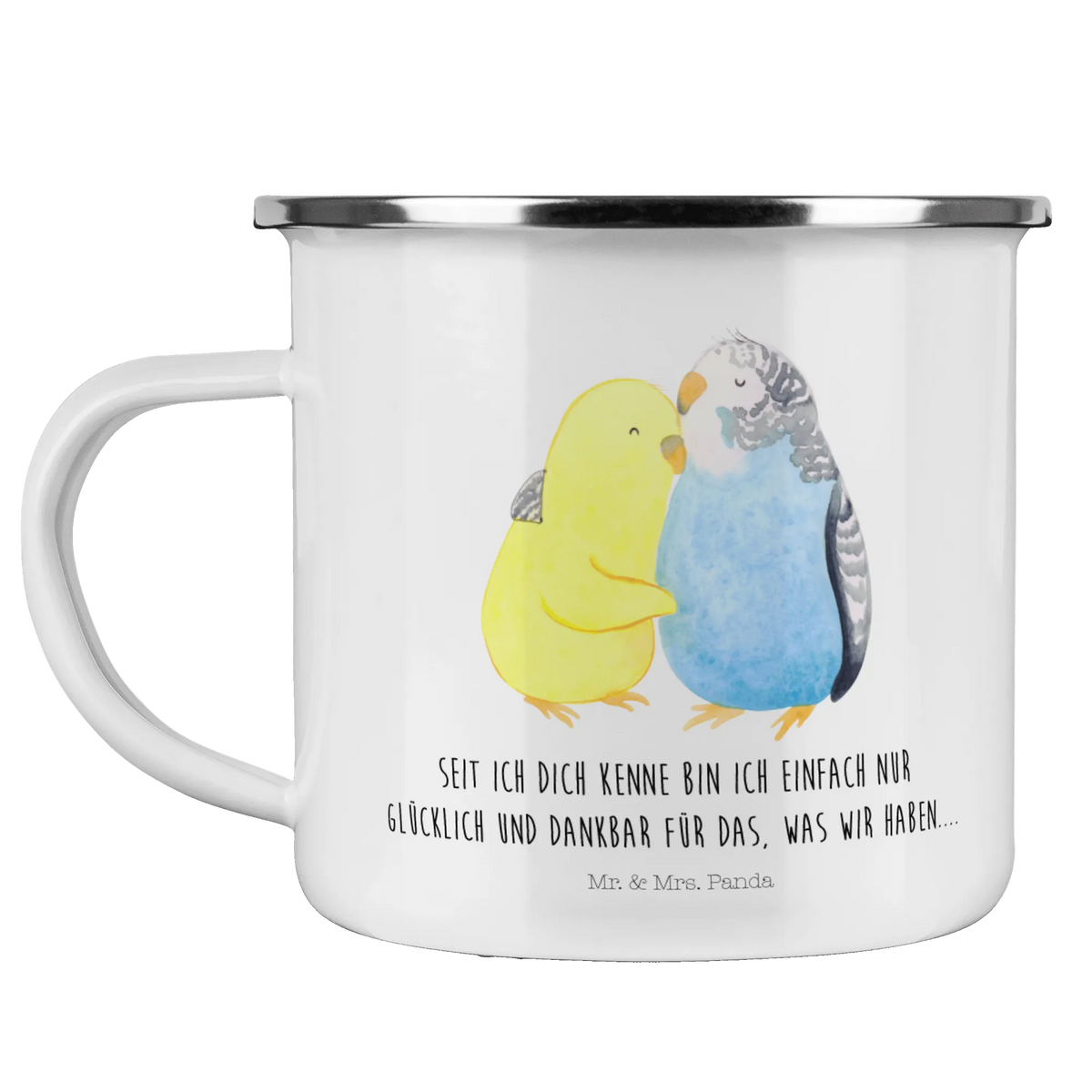Camping Emaille Tasse Wellensittich Liebe reisetasse, metallbecher, Reisebecher, Campingbecher, emaillebecher, blechbecher, Campingtasse, wanderbecher, Tasse Emaille, Pott, Outdoor Tasse, outdoortasse, Outdoor Becher, Kaffeepott, Haferl, Blechtasse, wandertasse, Emaille Becher, Motivtasse, becher emaille, Teetasse, Emailletasse, Emaille Tasse, Teebecher, Verlobung, Freund, Partner, Heiratsantrag, Freundin, Liebesgeschenk, Ehemann, Hocheitstag, Ehefrau, Heiraten, Jahrestag, Liebe, Vertrauen, Vögel, Nähe, Wellensittich, Kuscheln
