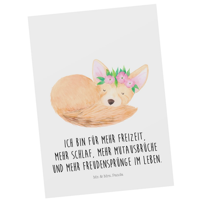 Postkarte Wüstenfuchs Blumen