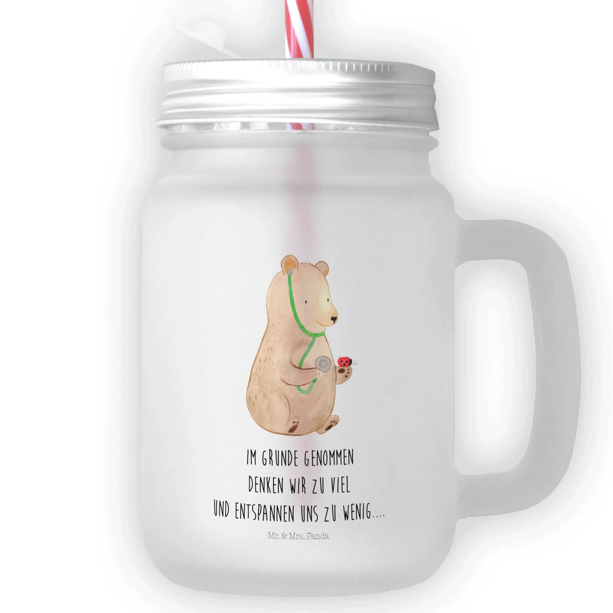 Trinkglas Mason Jar Bär Arzt