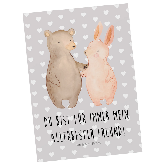Postkarte Bär und Hase Umarmen