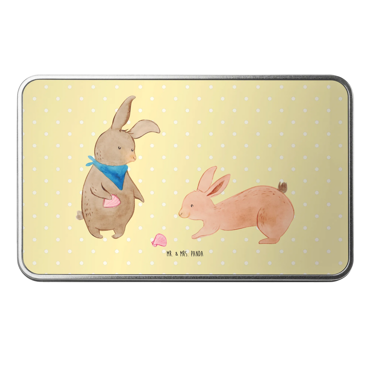 Metal tin Bunnies with seashell